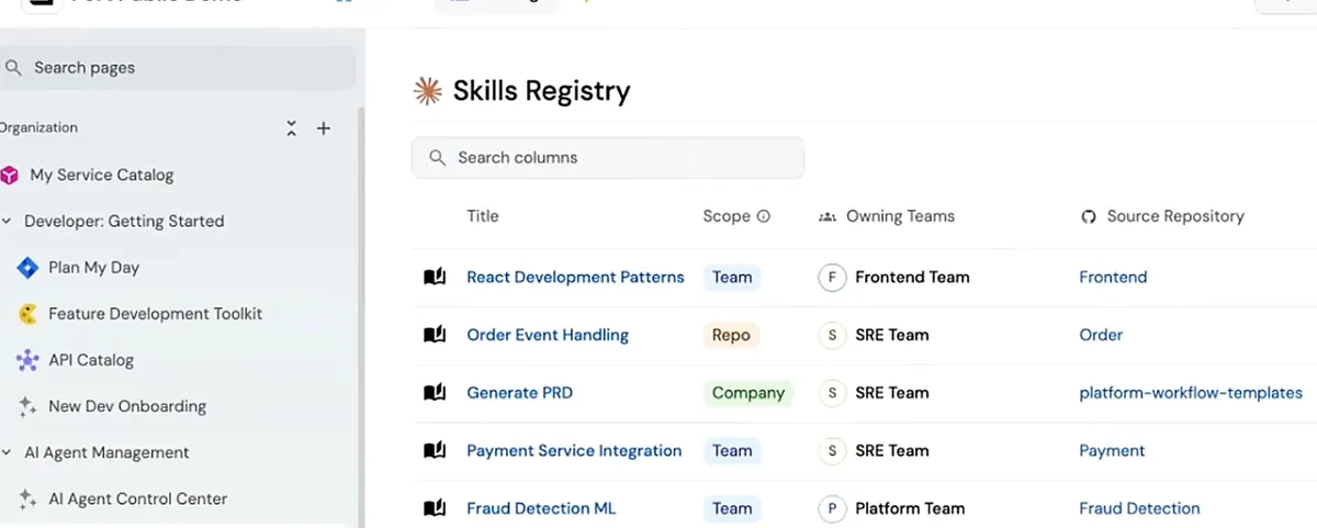 Port skills catalog screenshot