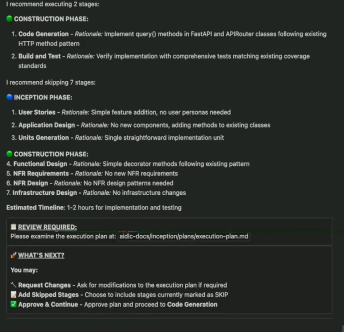 Creating the task spec and showing the steps, asking for human validation: