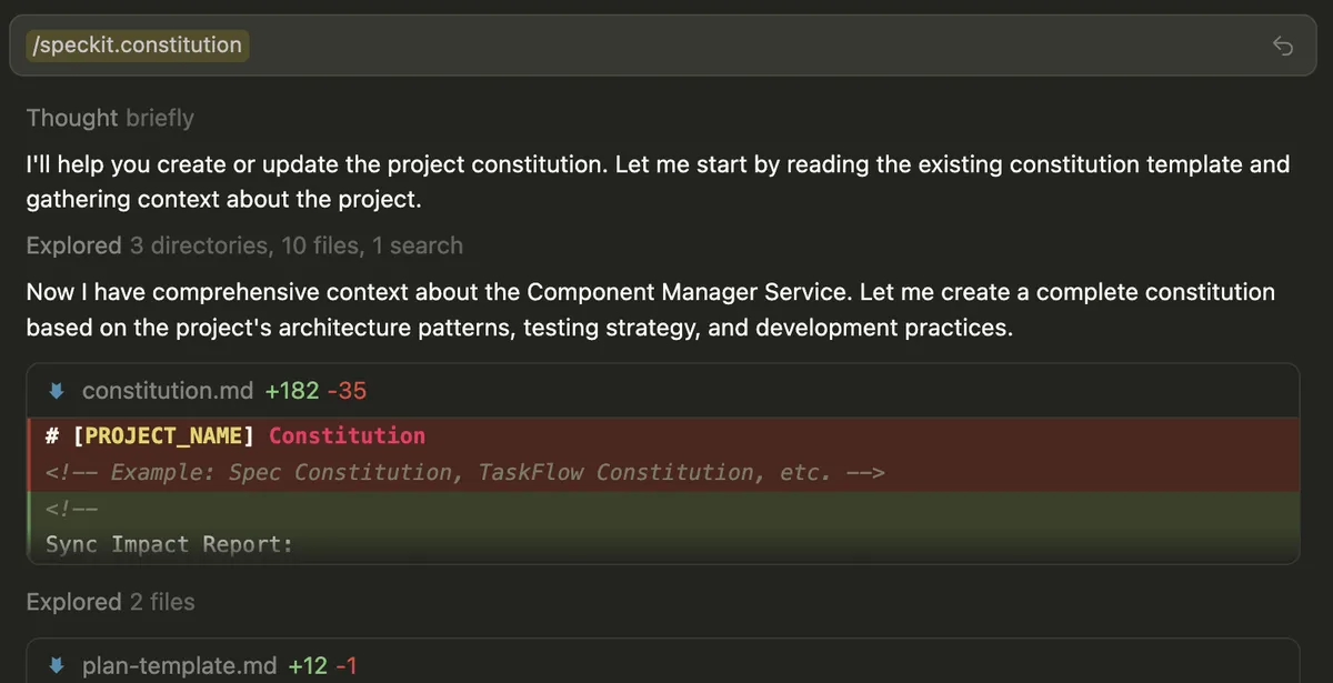 /speckit.constitution - generating a project-wide constitution.