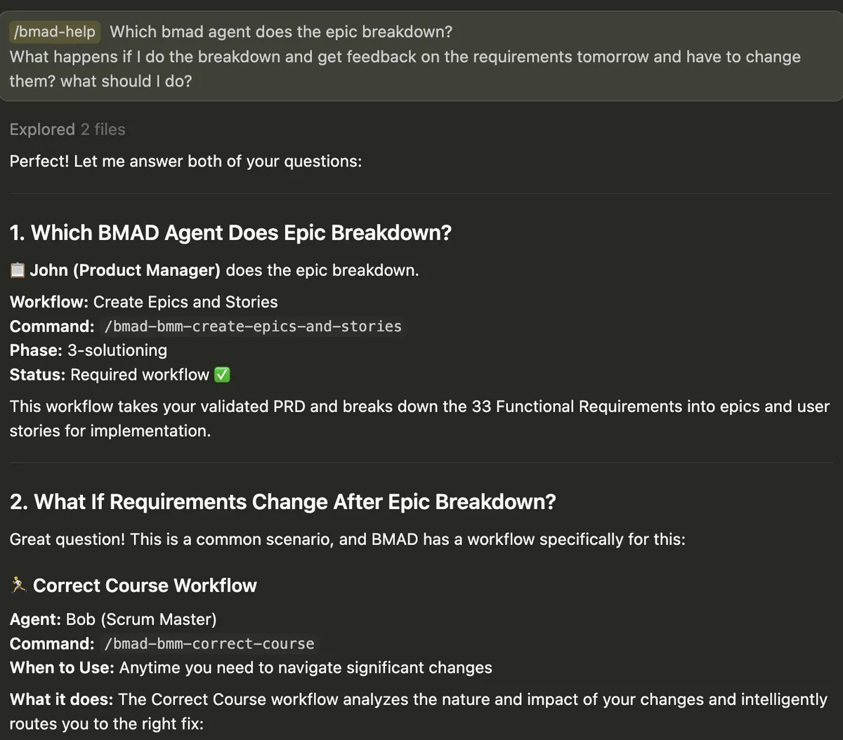 /bmad-help - context-aware guidance command.