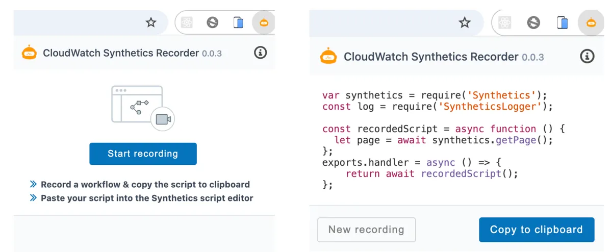 CloudWatch Synthetics Recorder