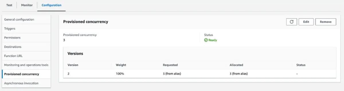 3 provisioned concurrency instances